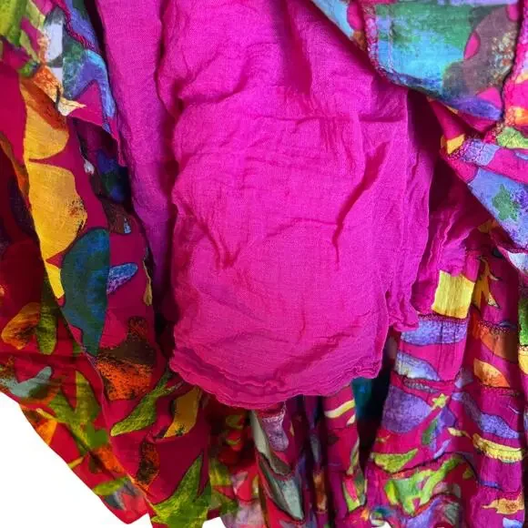 Silver Stream Vintage Tiered Floral Maxi Skirt Tropical Print Maximalist Pink OS - Picture 6 of 10